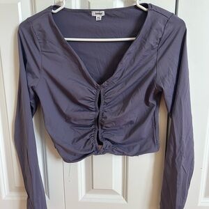 Garage Purple Ruched Long Sleeve Tee